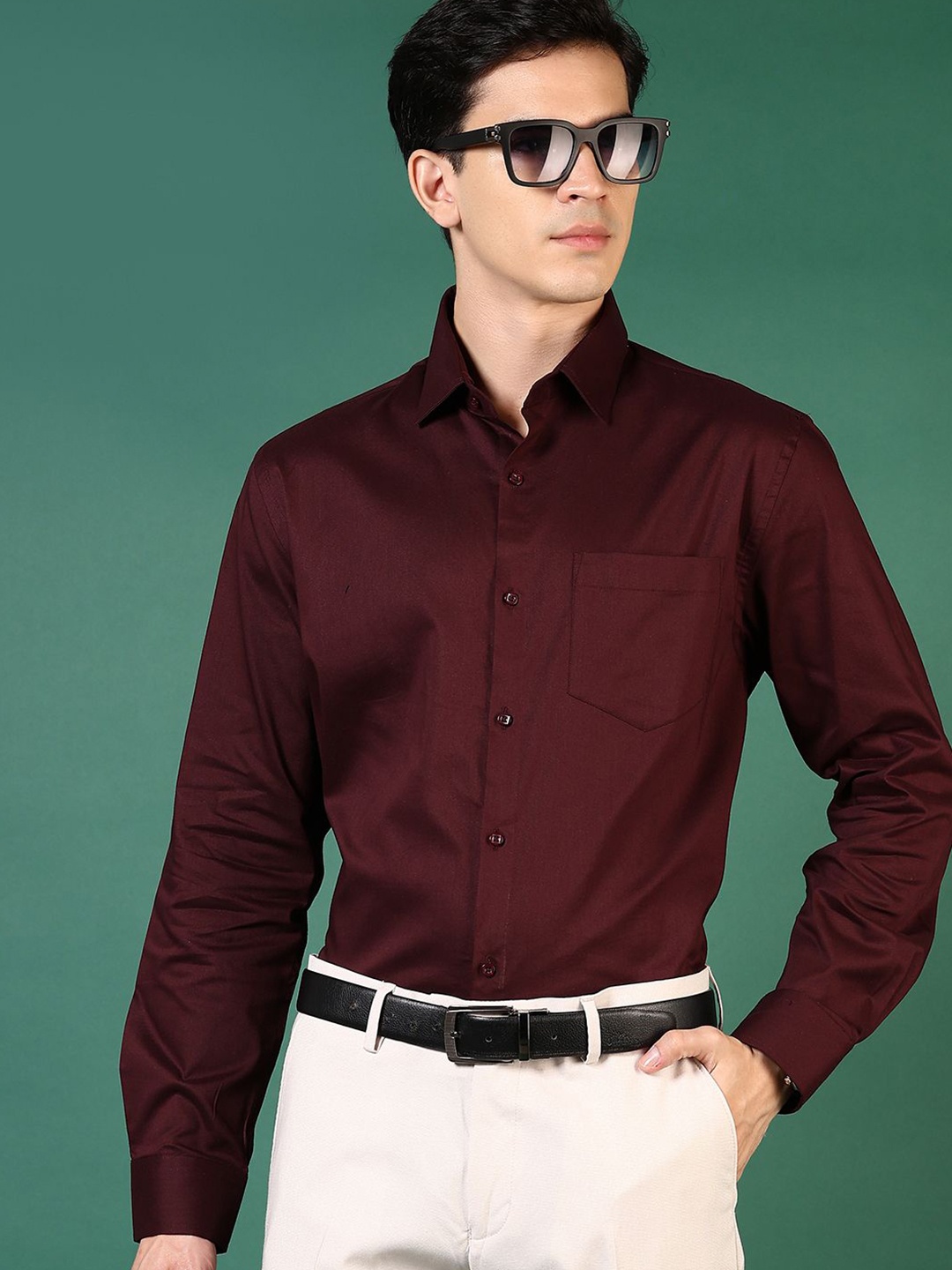 

J White by Vmart Men Opaque Formal Shirt, Maroon