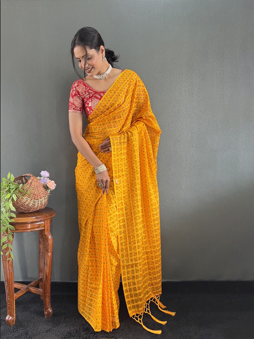 

Anouk Bandhani Poly Chiffon Bandhani Saree, Mustard