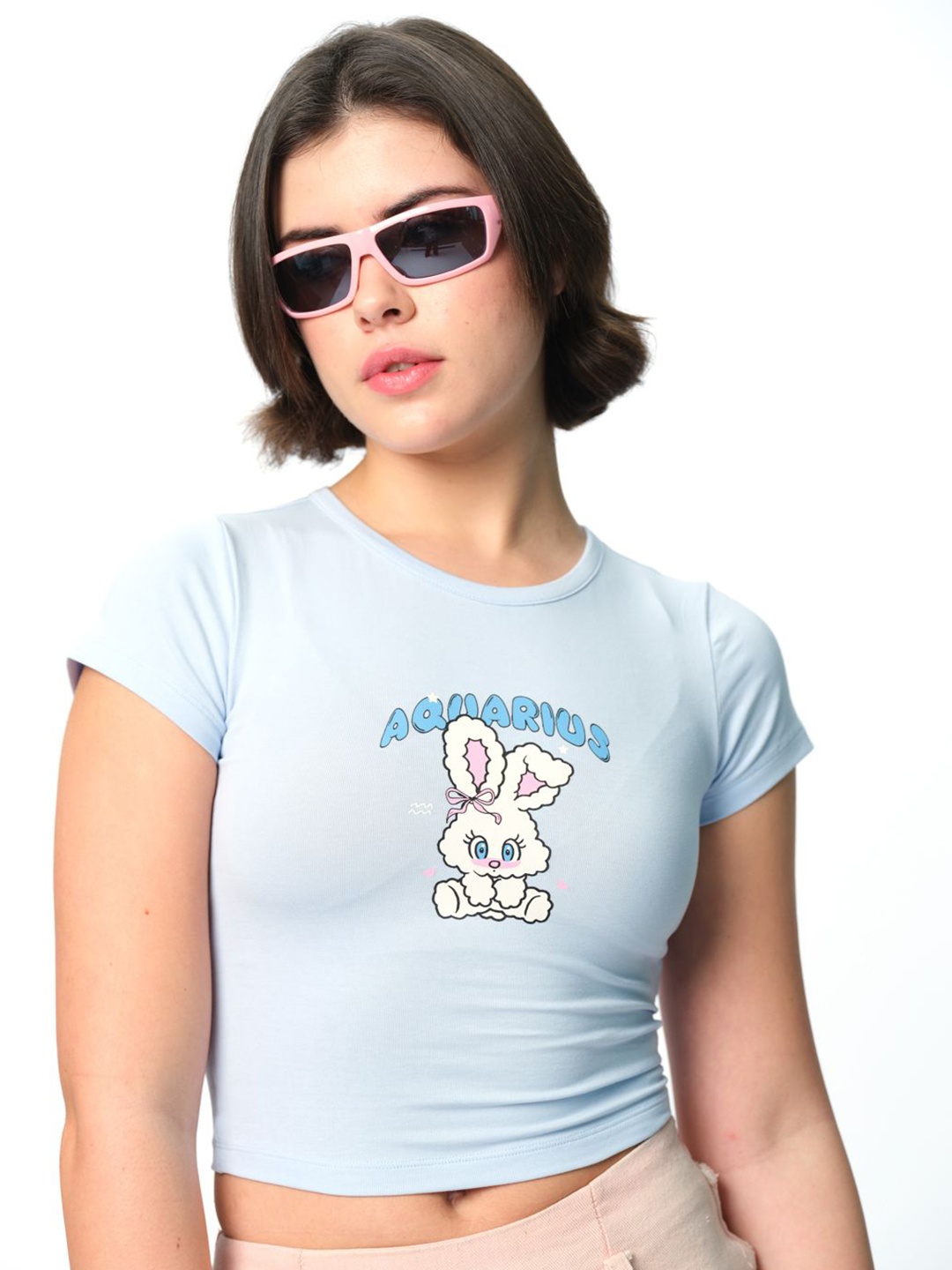 

Bonkers Corner Women Printed Applique Slim Fit T-shirt, Blue