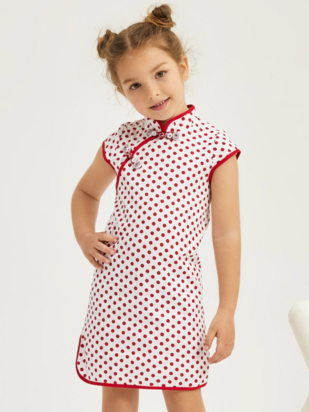 

LULU & SKY Girls Polka Dots A-Line Dress, White