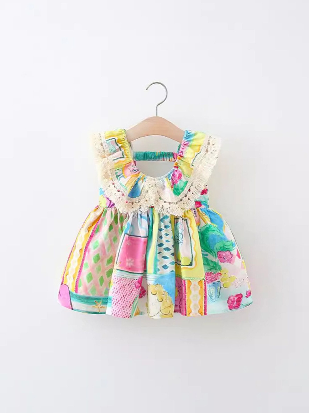 

LULU & SKY Girls Printed Fit & Flare Dress, Green