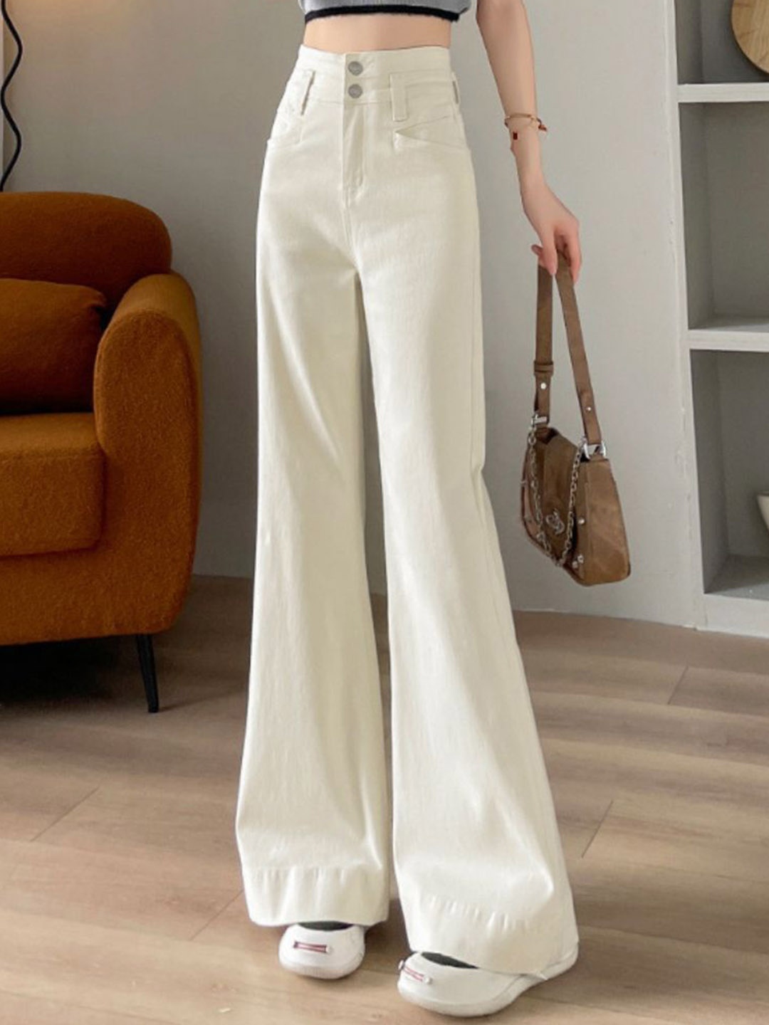 

StyleCast Women Wide Leg Mid-Rise Jeans, White
