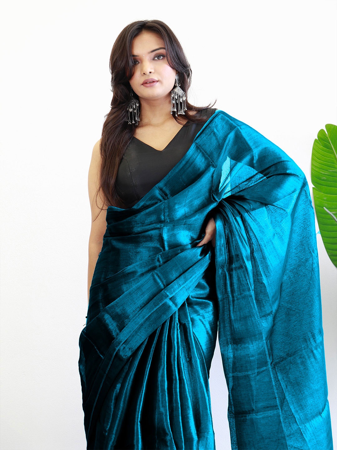 

Anouk Tissue Saree, Teal