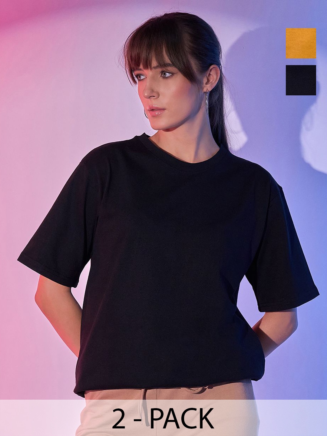 

DIMPY GARMENTS Women 2 Pockets T-shirt, Black