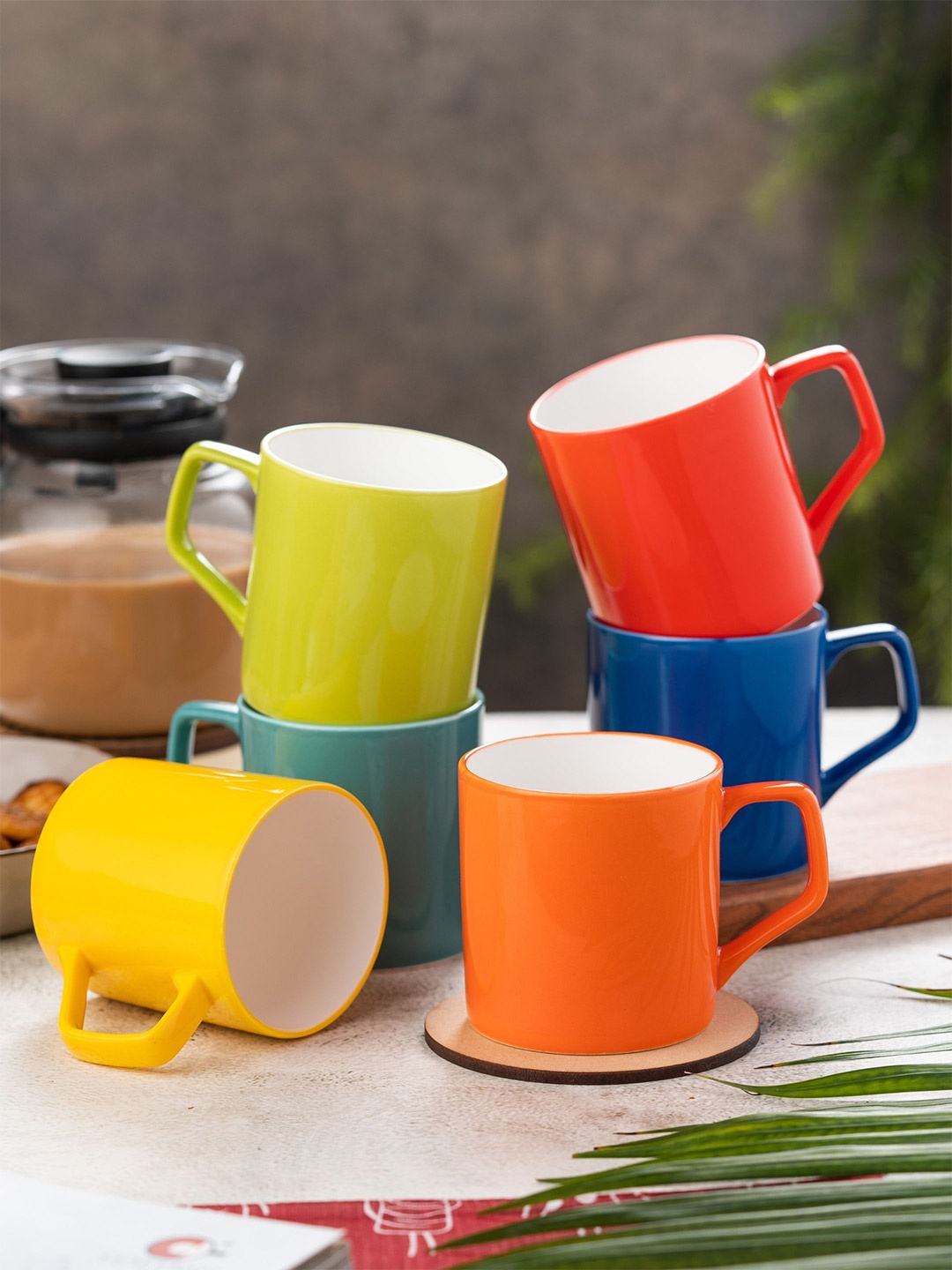 

Clay Craft Fine Ceramic Director Coffee Mugs Set Of 6-215 ML Each, Mugs For Coffee, Yellow