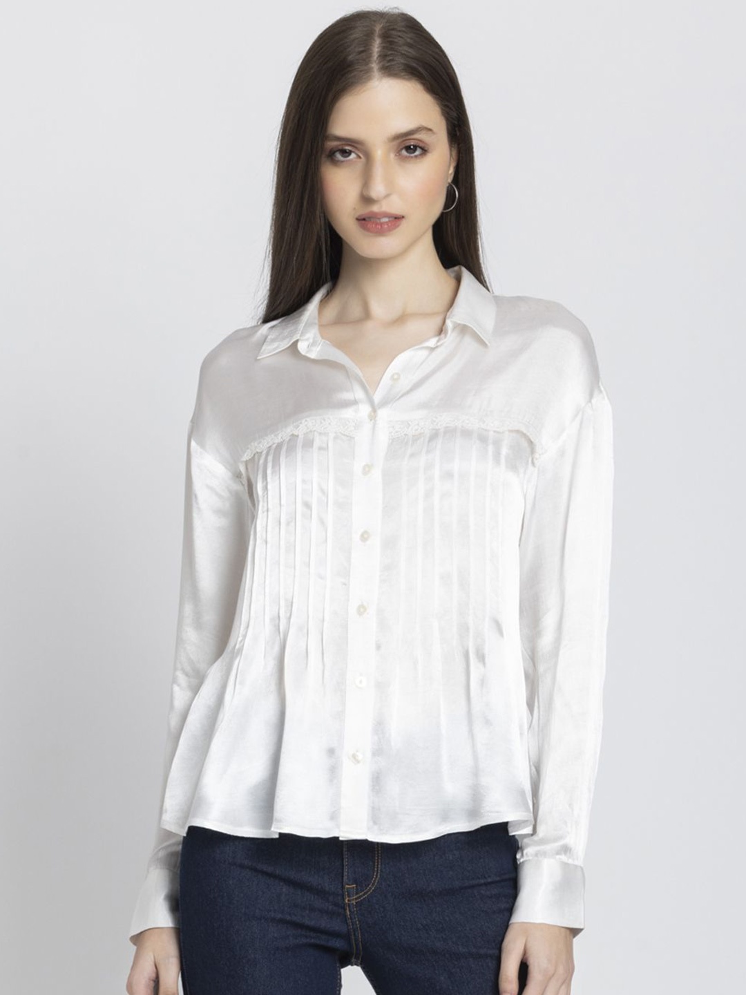 

SHAYE Women Smart Opaque Casual Shirt, White
