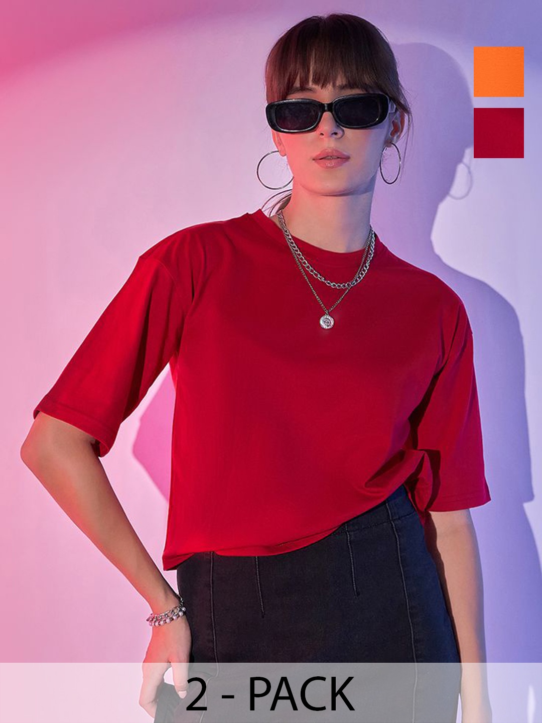 

DIMPY GARMENTS Women 2 Pockets Boxy T-shirt, Orange