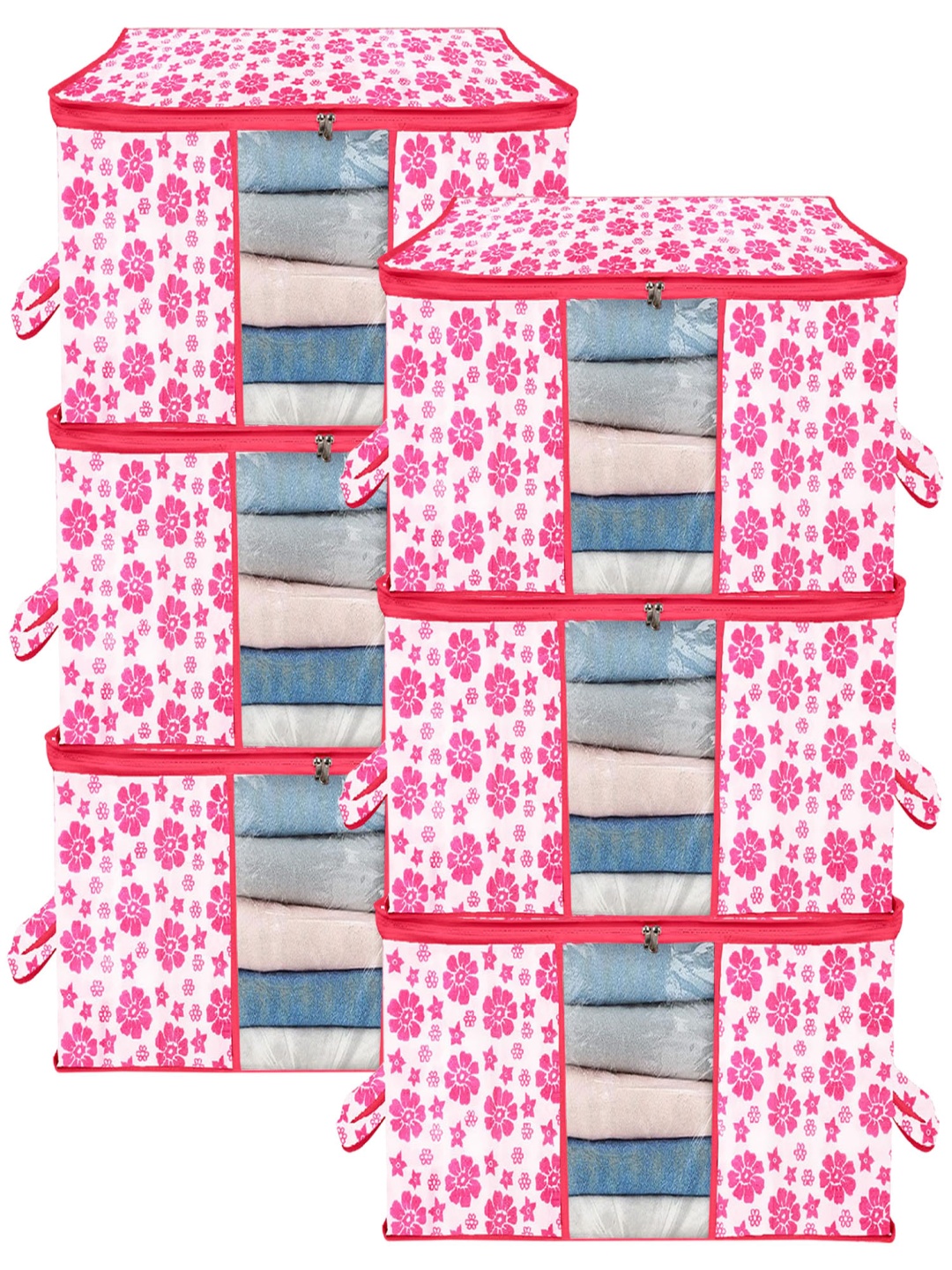 

ANKIT INTERNATIONAL Pink Set of 6 Super Strong Multi-Utility Organisers