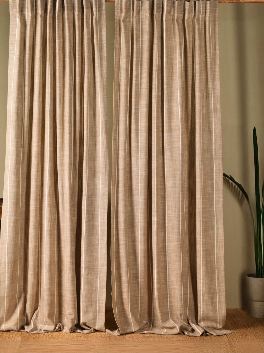 

Peepul Tree Beige 2 Pieces Sheer Door Curtain