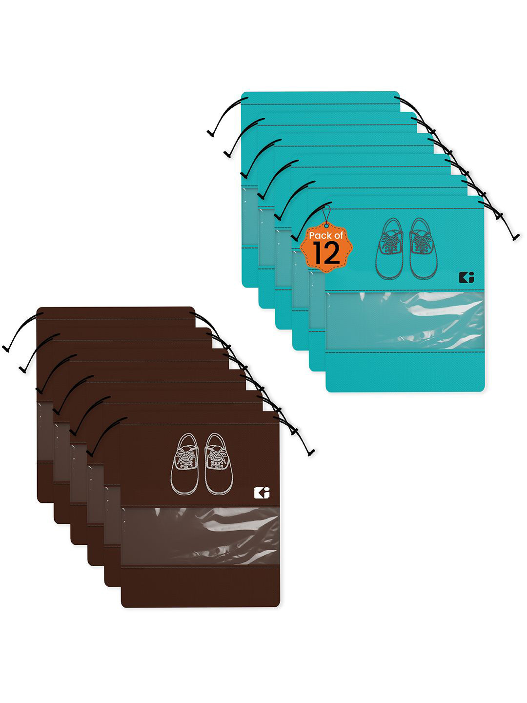 

Kuber Industries Coffee Brown Pack Of 12 Printed Non-Woven Fabric Shoe Cover Bags