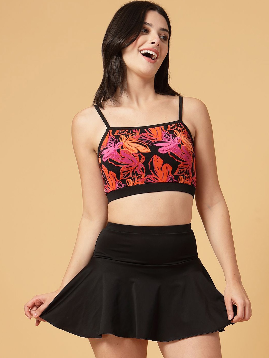 

CUKOO Printed Padded Swim Bikini Set, Pink