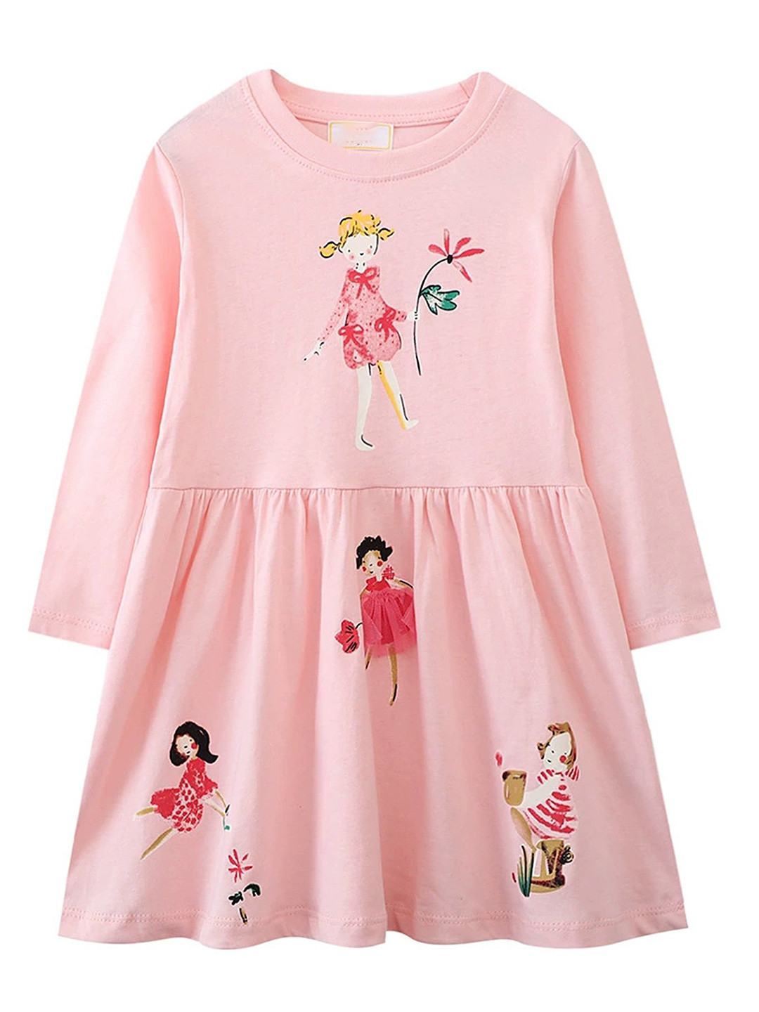 

LULU & SKY Girls Graphic Printed Fit & Flare Dress, Pink