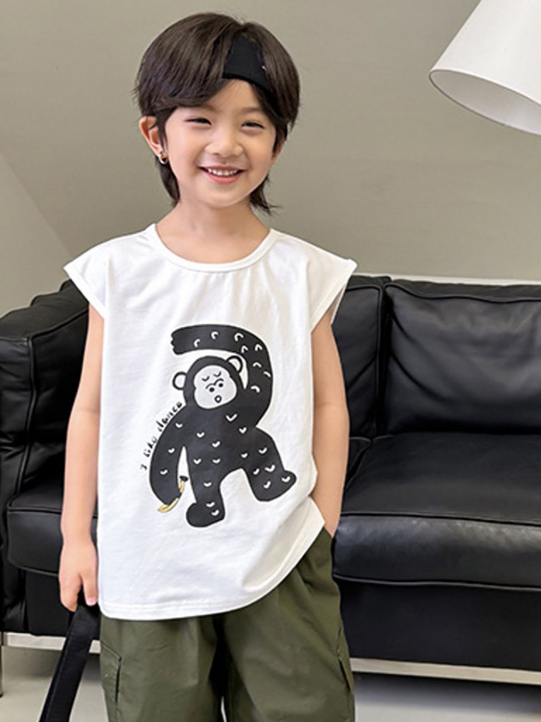 

LULU & SKY Boys Graphic Printed Round Neck Cotton Relaxed Fit T-shirt, White
