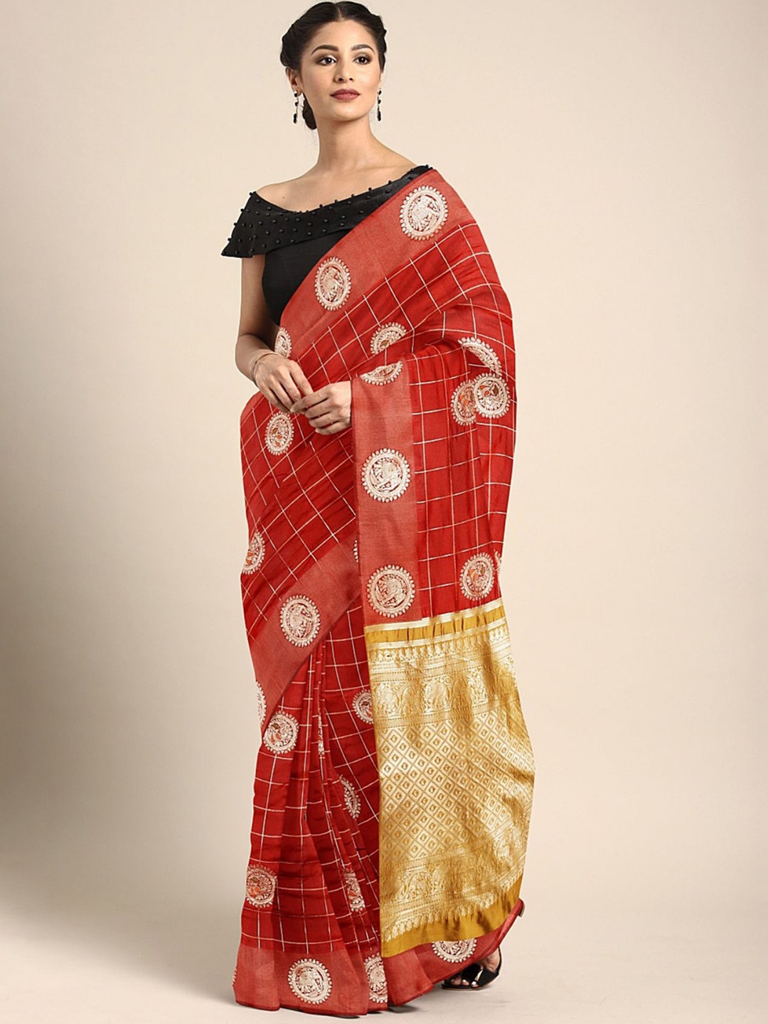 

DIVASTRI Woven Design Zari Silk Cotton Saree, Red