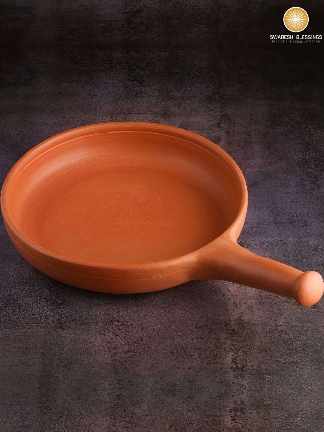 

Swadeshi Blessings Red Unglazed Clay Fry Pan