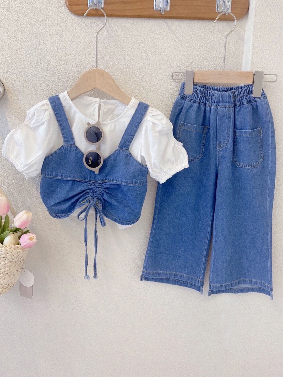

LULU & SKY Girls Sleeveless Top With Palazzo With Top, Blue
