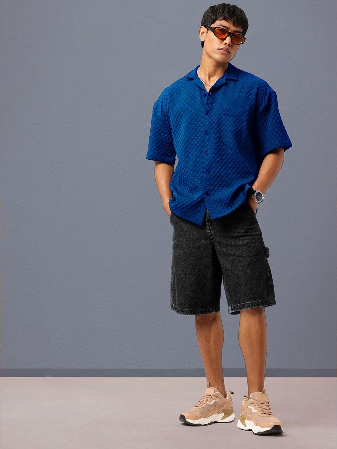 

Moda Rapido Men Standard Opaque Casual Shirt, Navy blue