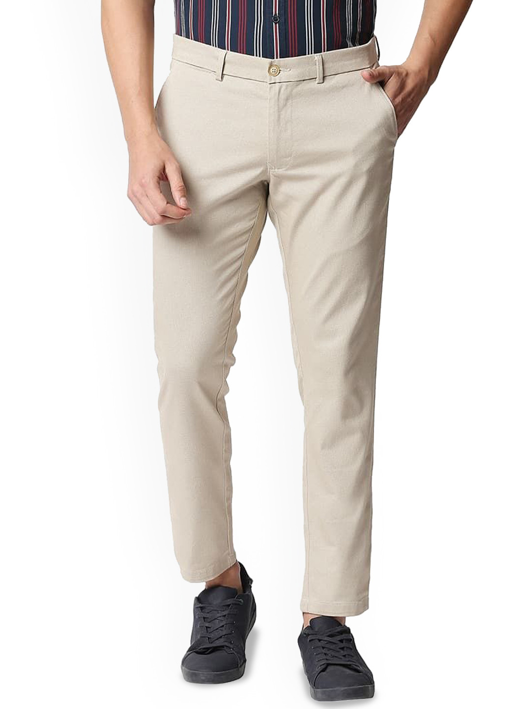 

Basics Men Printed Comfort Trousers, Beige