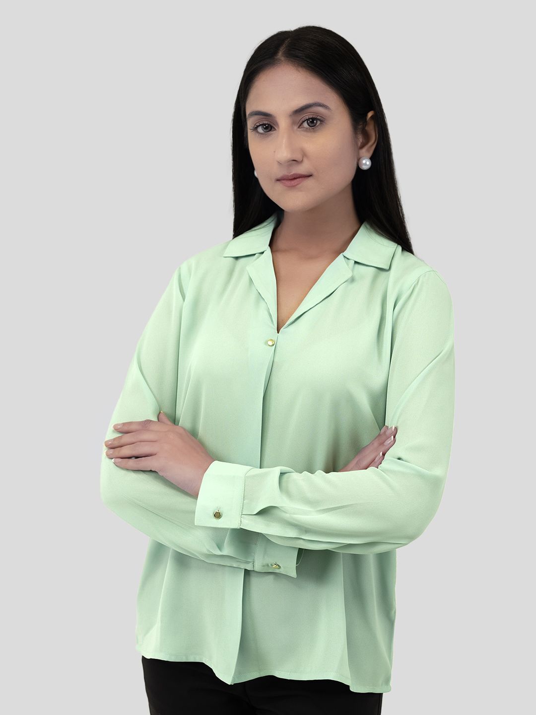 

Strong And Brave Georgette Shirt Style Top, Blue
