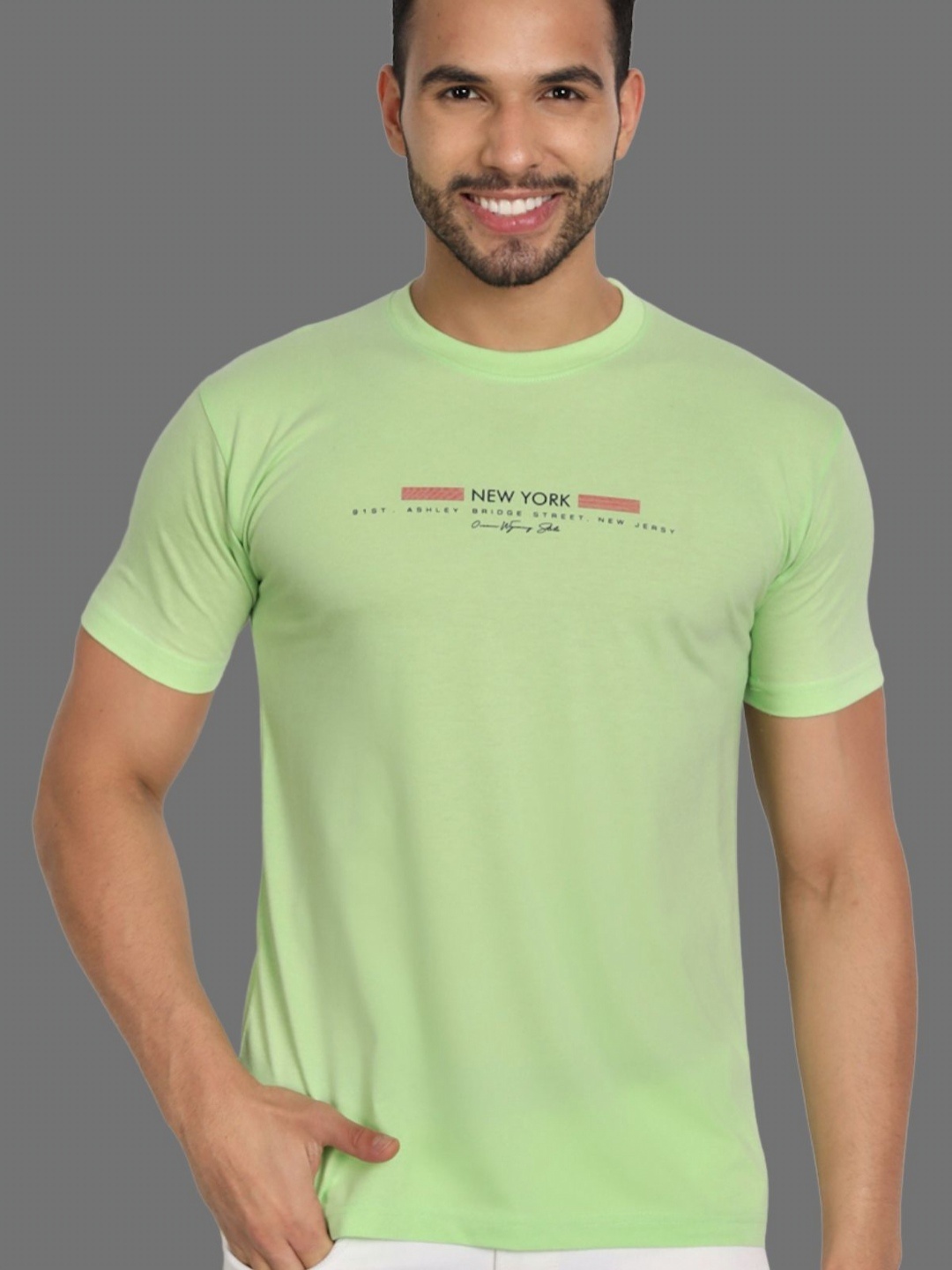 

SZN Men Typography Printed Round Neck Regular Fit Cotton T-shirt, Lime green