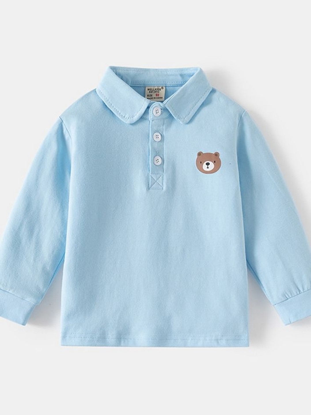

LULU & SKY Boys Polo Collar Pure Cotton Applique T-shirt, Blue