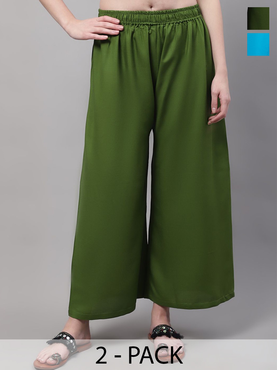 

Valles365 by S.C. Women 2 Flared Palazzos, Blue