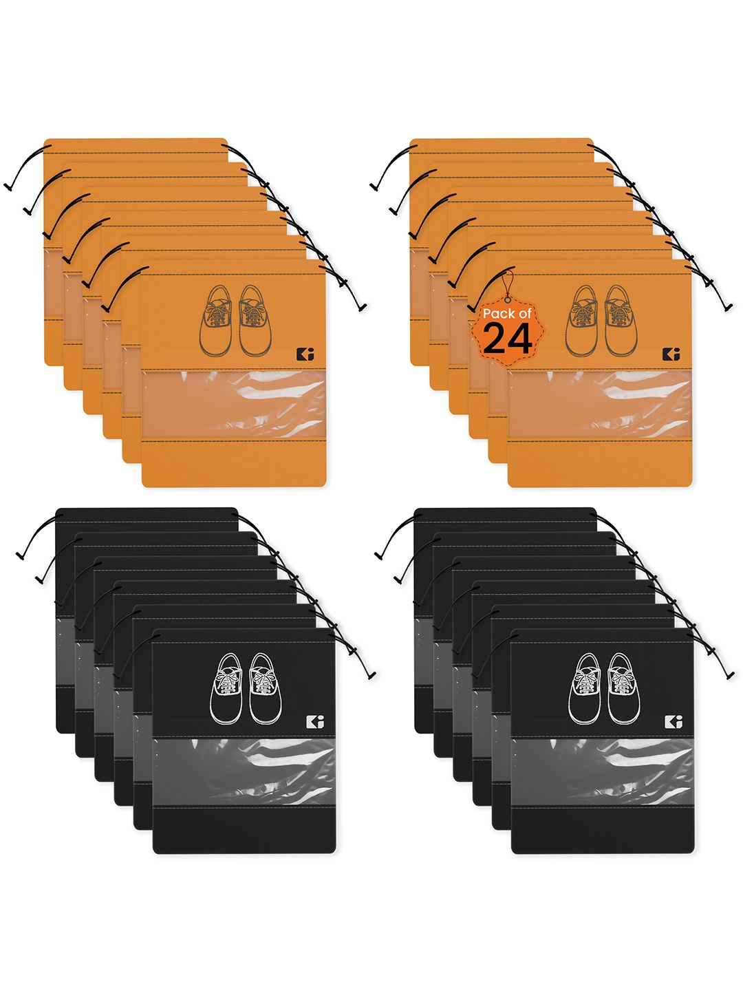 

Kuber Industries Black & Orange 24 Pieces Printed Shoe Covers