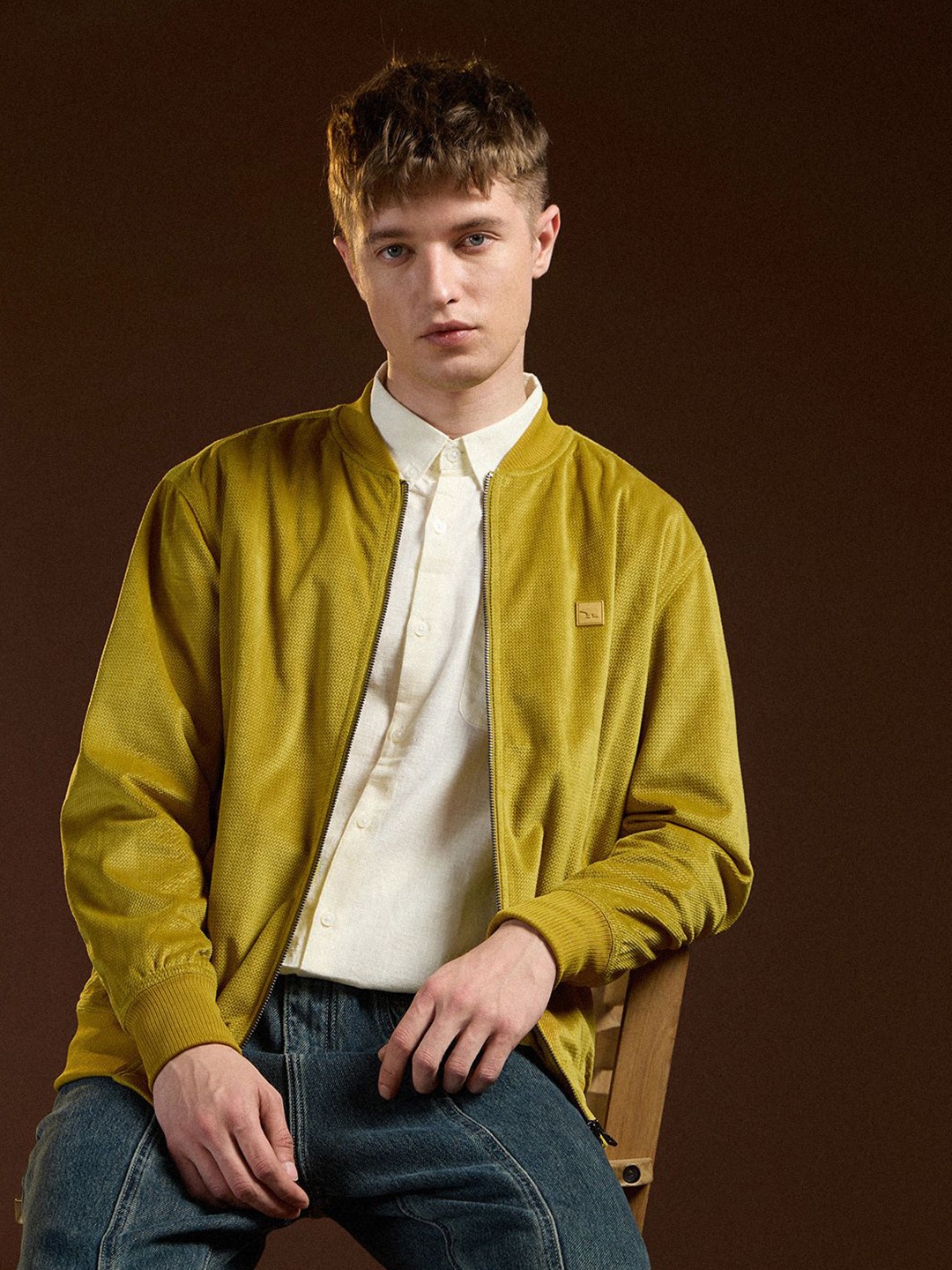 

THE BEAR HOUSE Men Lightweight Outdoor Bomber Jacket, Yellow