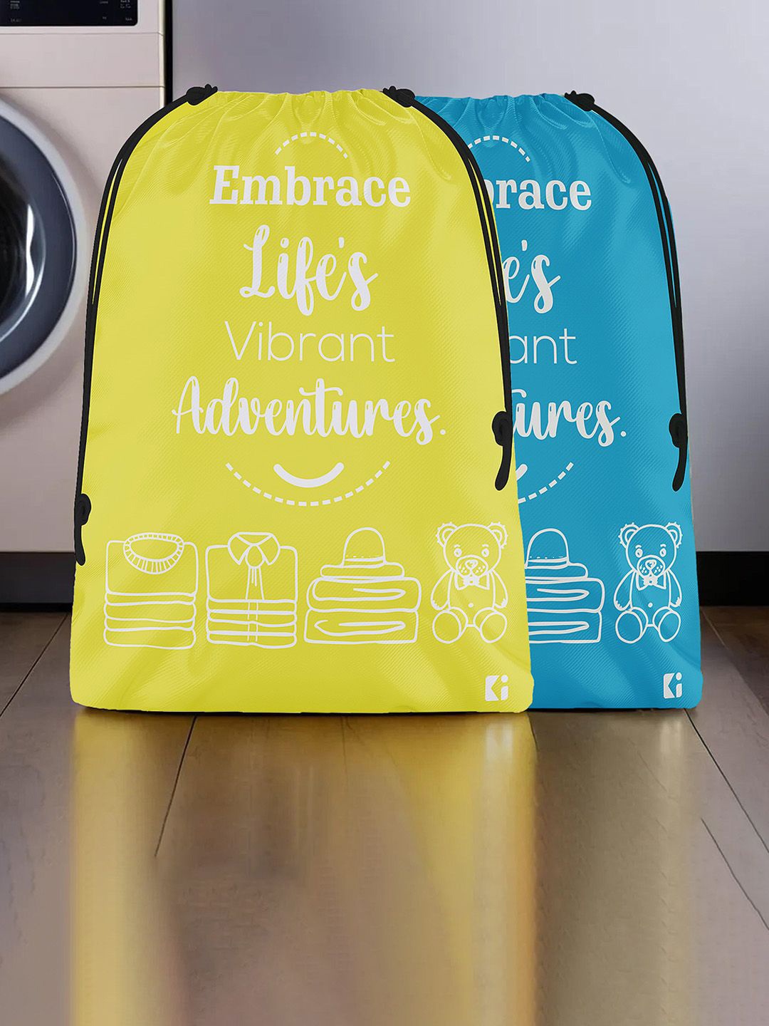 

Kuber Industries Yellow & Blue 2 Pieces Regular Cloth Travel Organisers