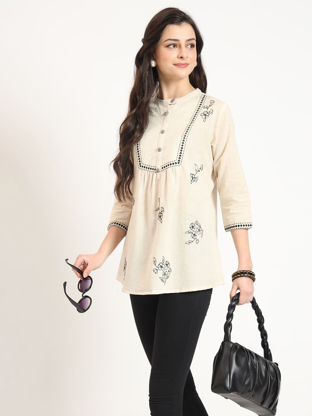 

Divena Embroidered Cotton Top, Off white