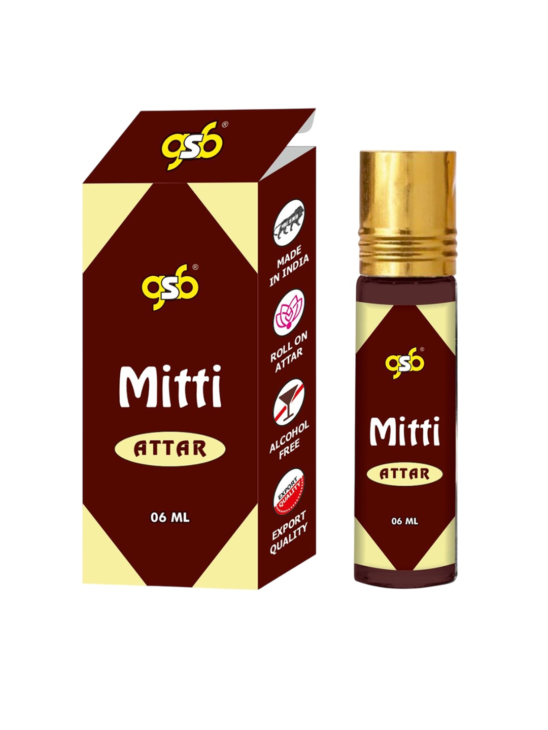 

GSB Mitti Pure Natural Long Lasting Alcohol Free Attar 6 ml, Transparent
