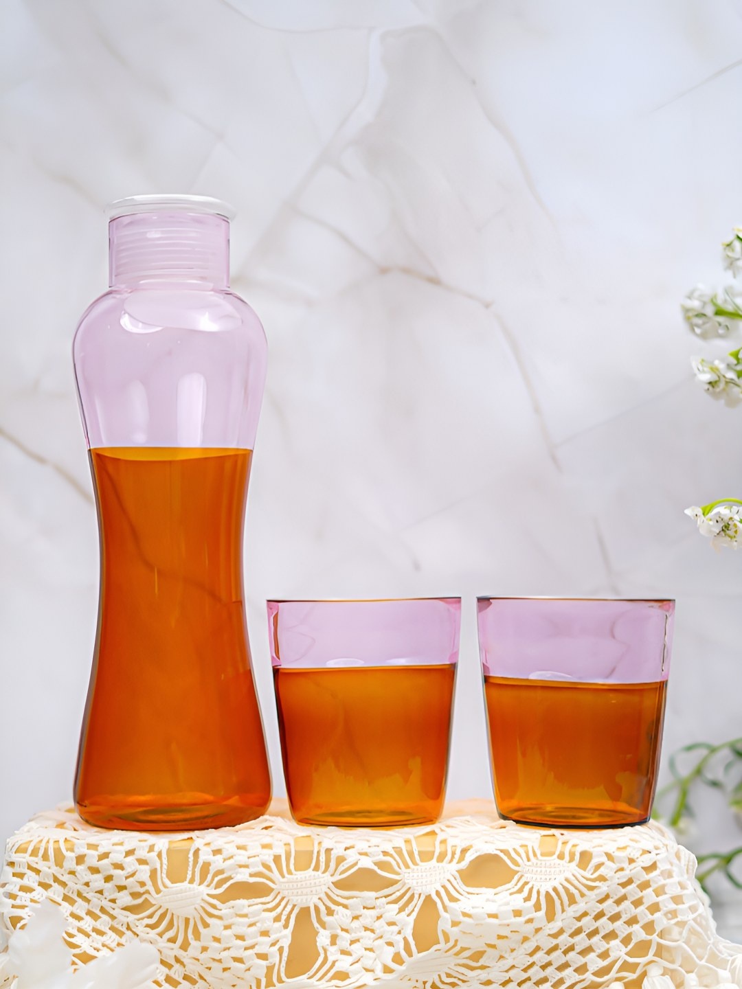

Aura Pink & Amber Borosilicate Glass Bottle And Glass