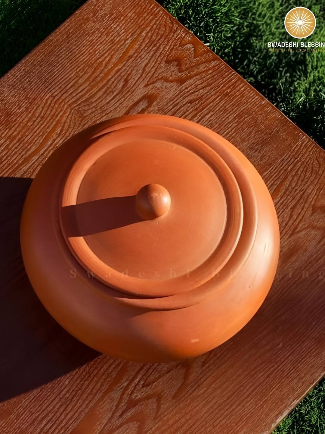 

Swadeshi Blessings Unglazed Red Clay Easy to Clean Cooking Handi With Lid