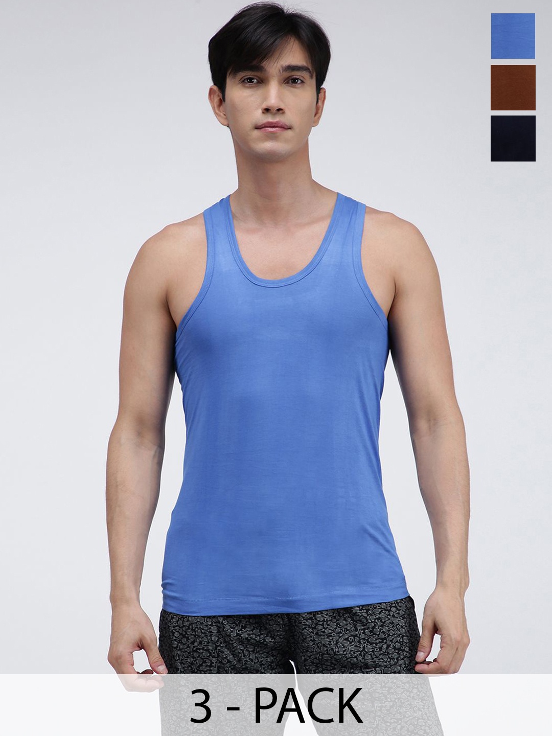 

AMUL COMFY Pack Of 3 Pure Cotton Undershirt Innerwear Vests AC-CVESTRN-SB-LB-NY-XS-3PC, Navy blue
