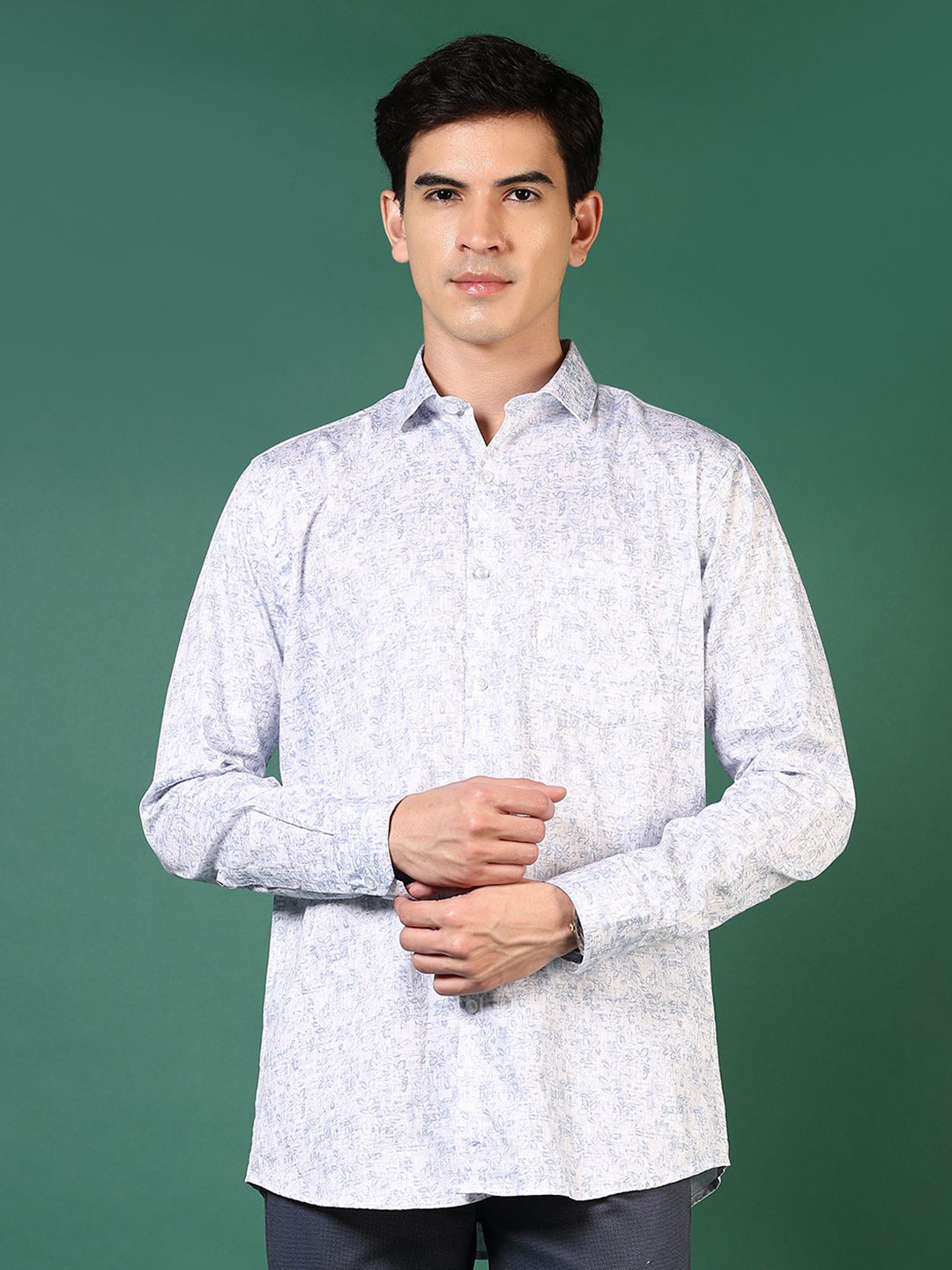 

J White by Vmart Men Floral Opaque Printed Party Shirt, Blue