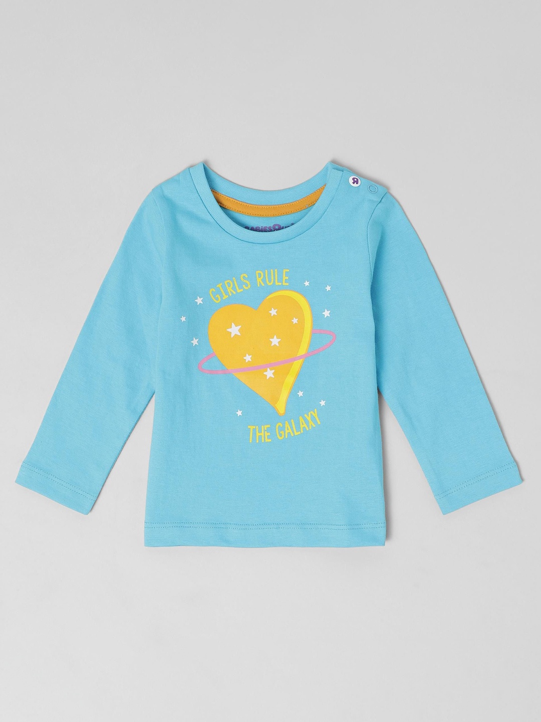 

Babies R Us Girls Graphic Printed Round Neck Cotton T-shirt, Blue