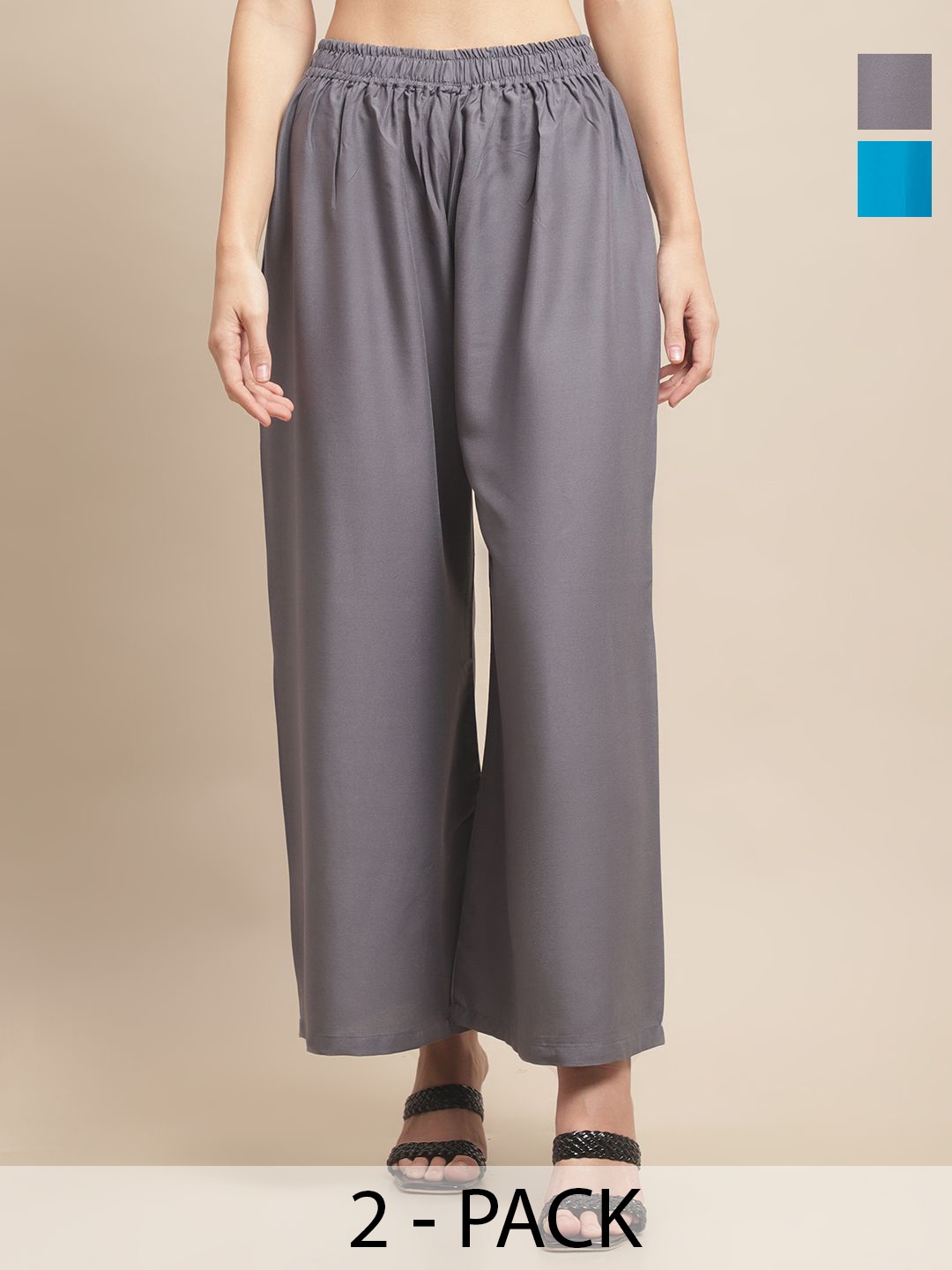 

Valles365 by S.C. Women 2 Flared Palazzos, Blue