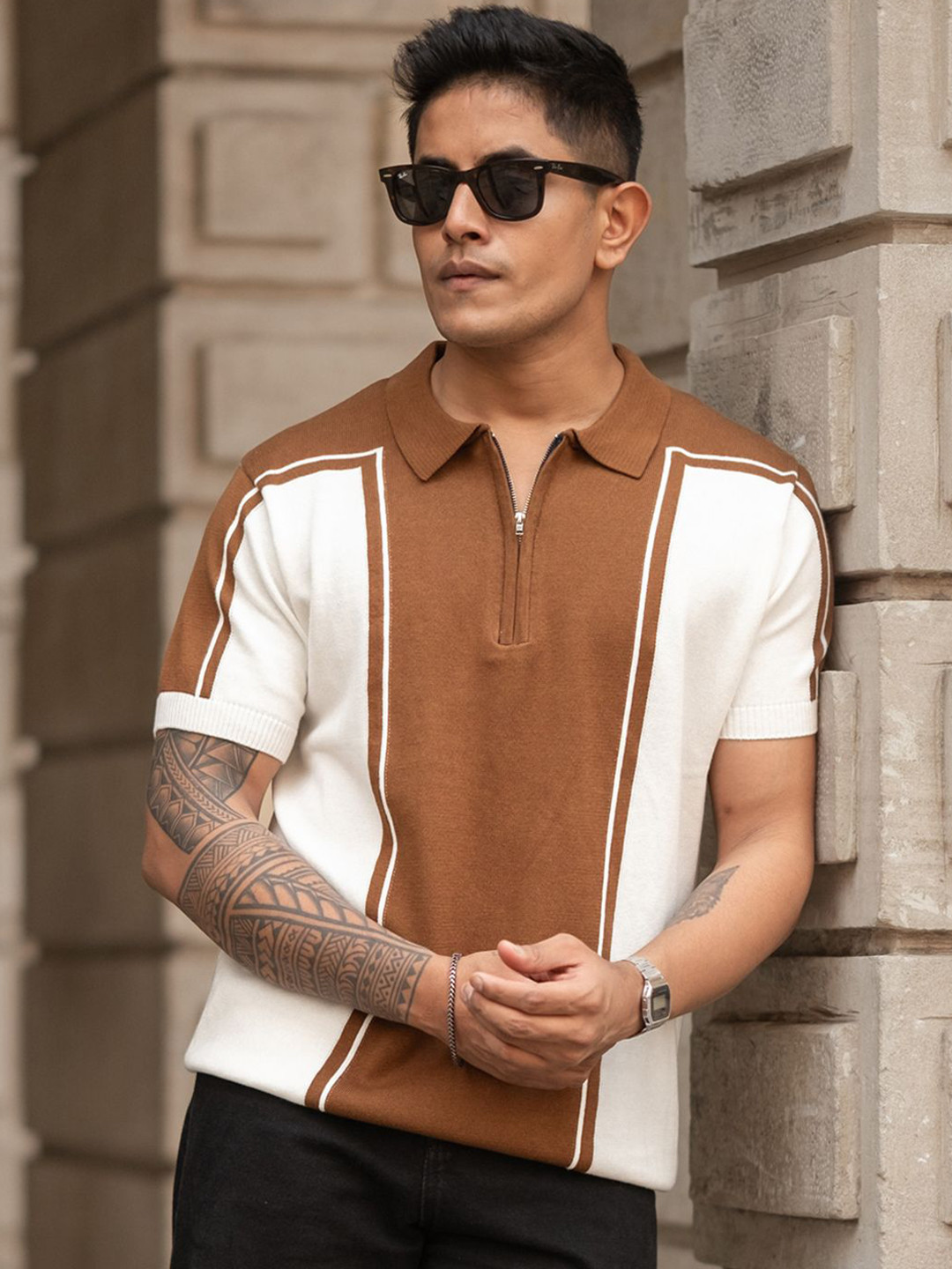 

Powerlook Men Polo Collar T-shirt, Brown