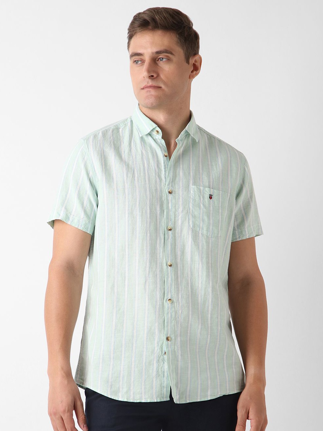 

Louis Philippe Sport Men Slim Fit Opaque Striped Casual Shirt, Green