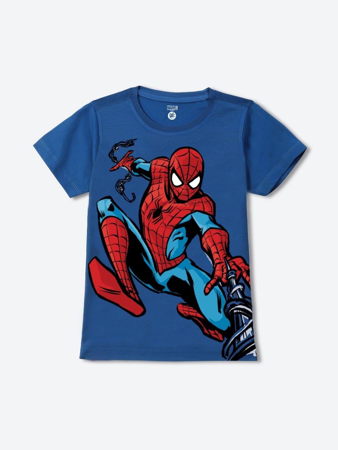 

YK Marvel Boys Spider-Man Graphic Printed Round Neck Regular Fit Cotton T-shirt, Blue