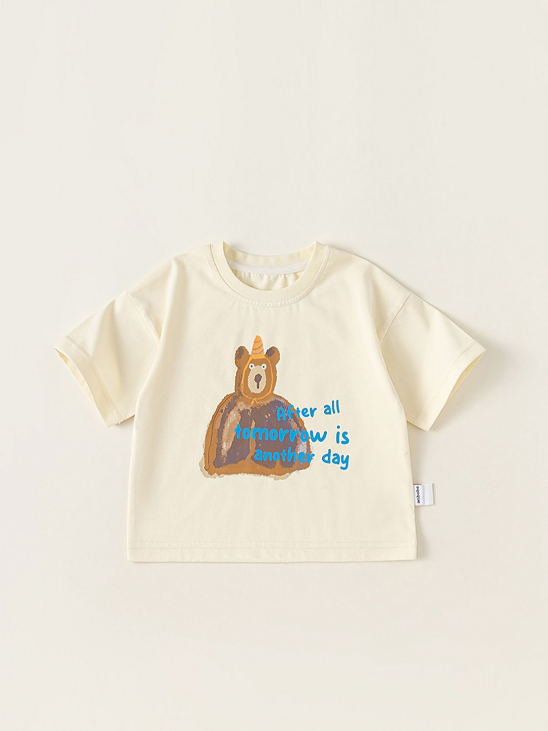 

LULU & SKY Boys Graphic Printed Round Neck Cotton T-shirt, Beige