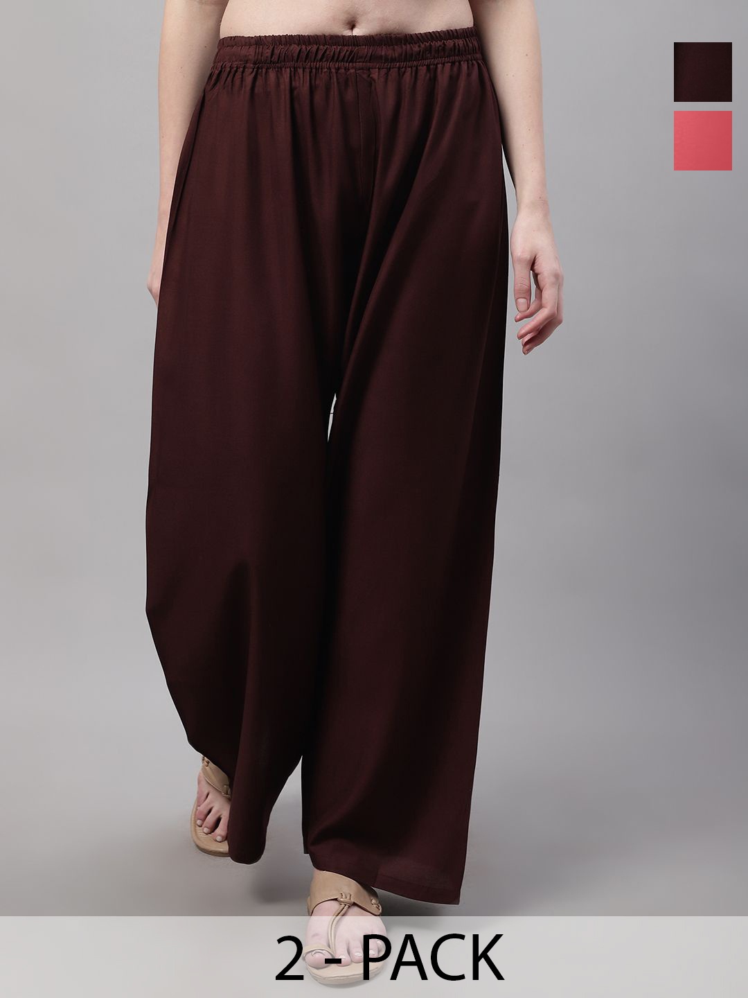 

Valles365 by S.C. Women 2 Flared Palazzos, Brown