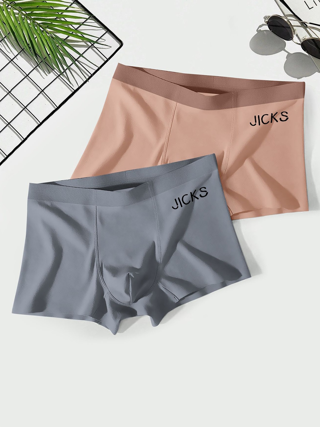 

JICKS Pack Of 2 Breathability Trunks 2_A1_04_M-Multicolour, Grey