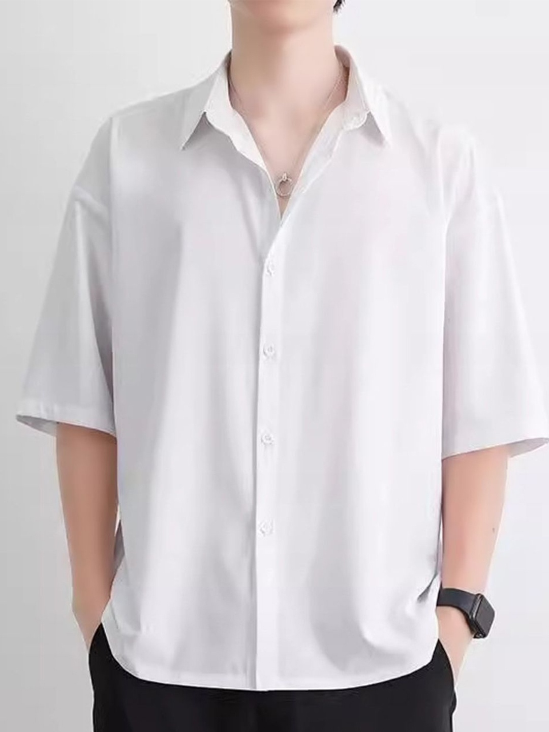 

HERE&NOW Men Opaque Casual Shirt, White