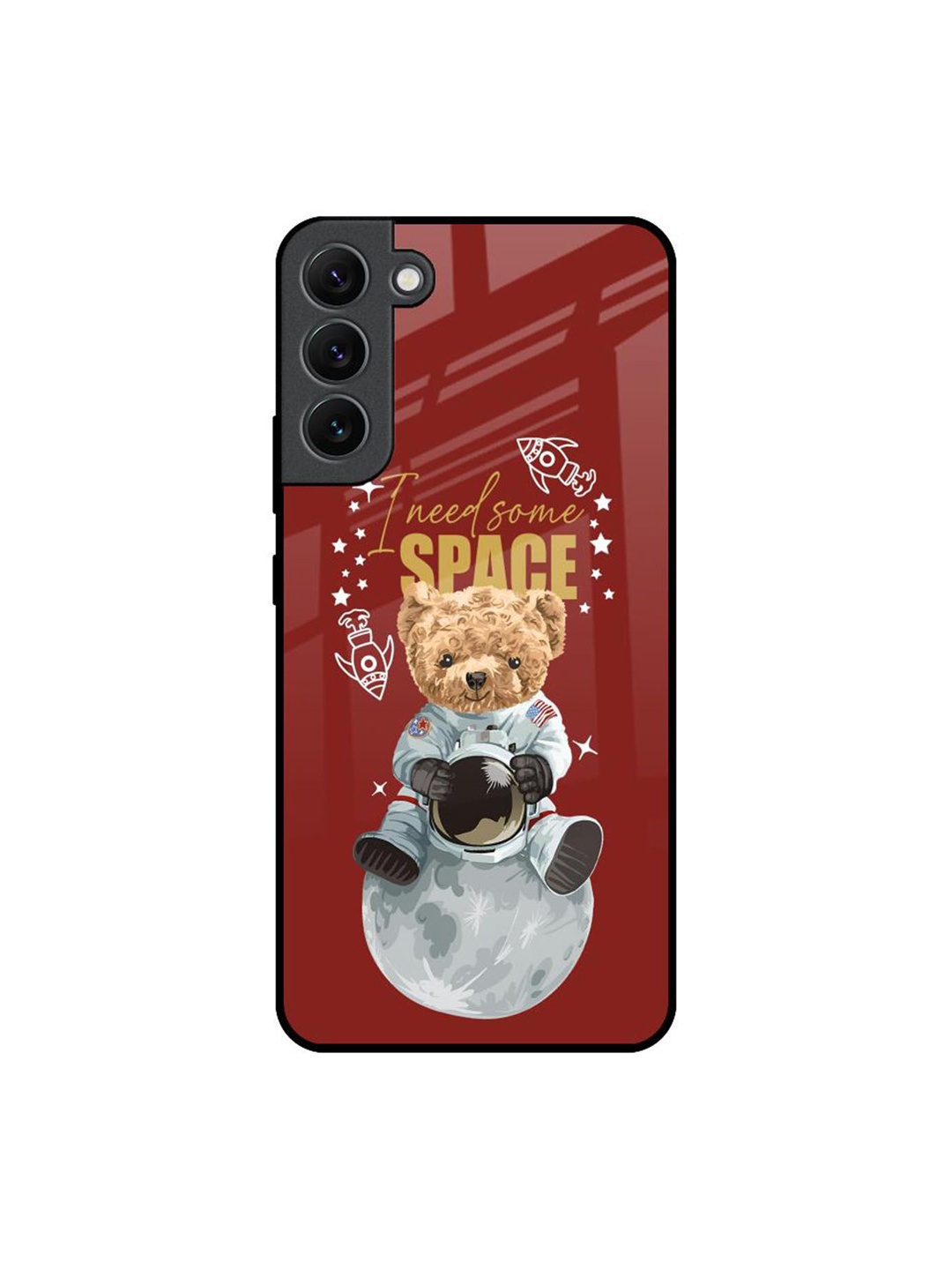 

QRIOH Astronaut Bear Printed Samsung Galaxy S22 Plus Back Case, Maroon