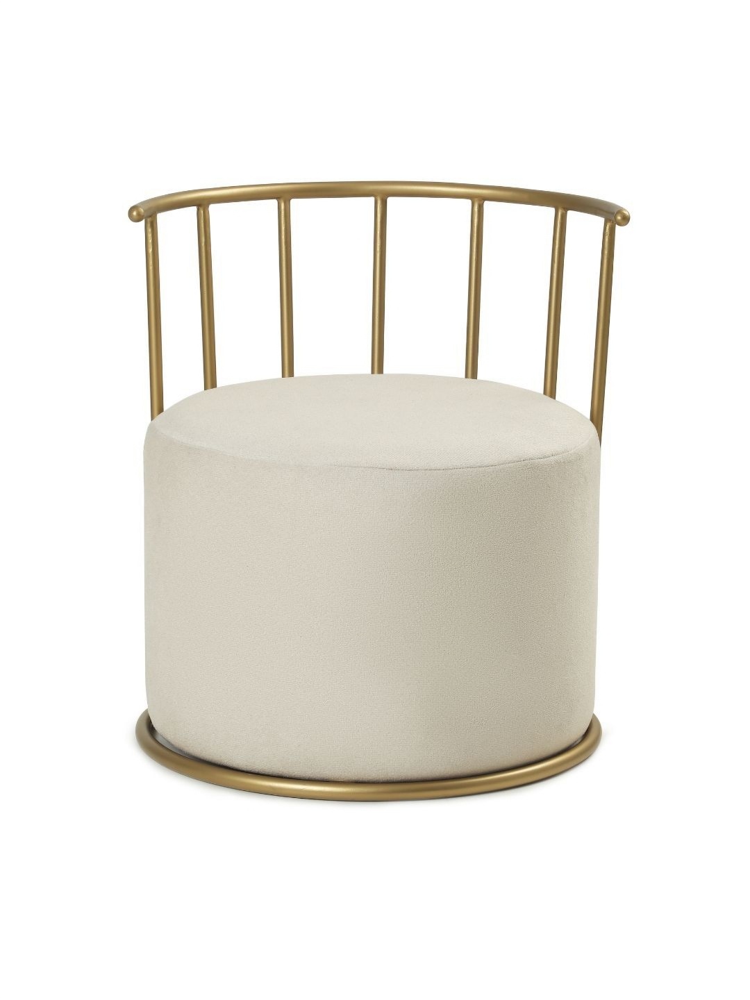 

Blck Homes Roman Pouffe Off White Cotton & Metal Cylindrical Without Storage Ottoman
