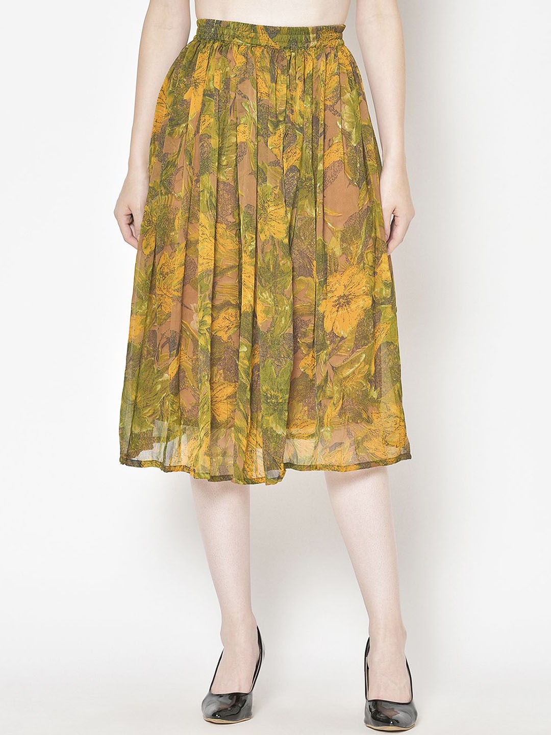 

Moda Rapido Printed Flared Midi Skirt, Olive