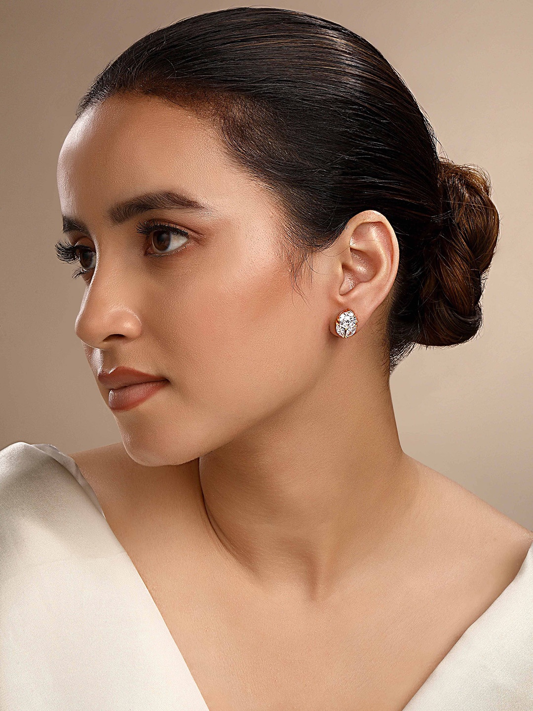 

Sica Jewellery Sterling Silver Rhodium-Plated Cubic Zirconia Geometric Shaped Sunset Studs, White