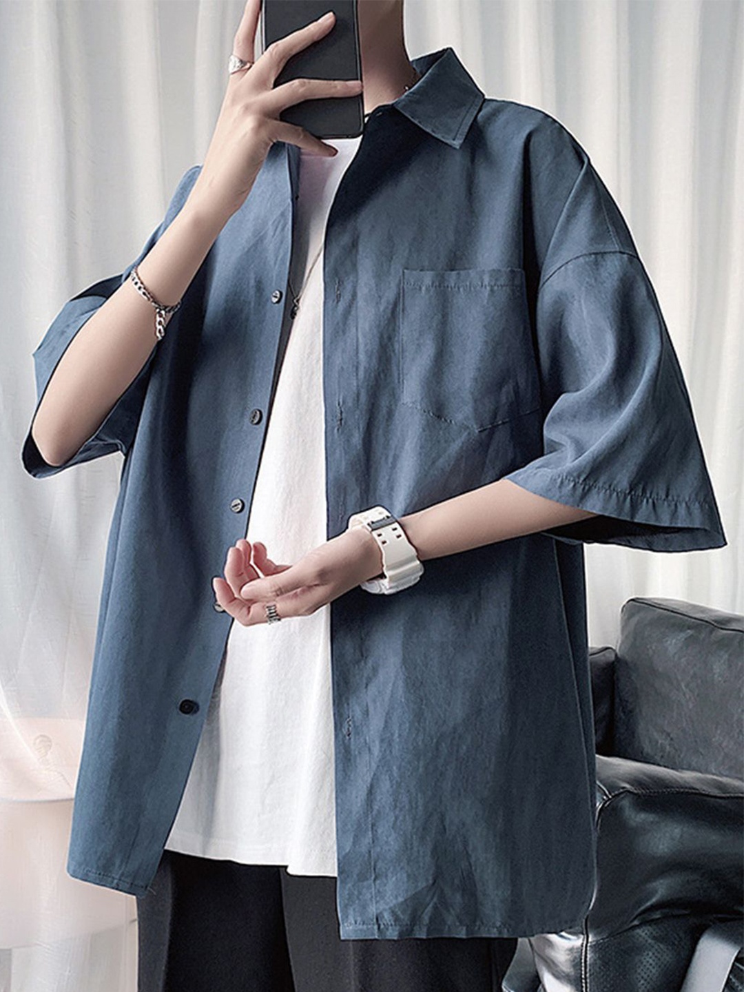 

HERE&NOW Men Opaque Casual Shirt, Blue
