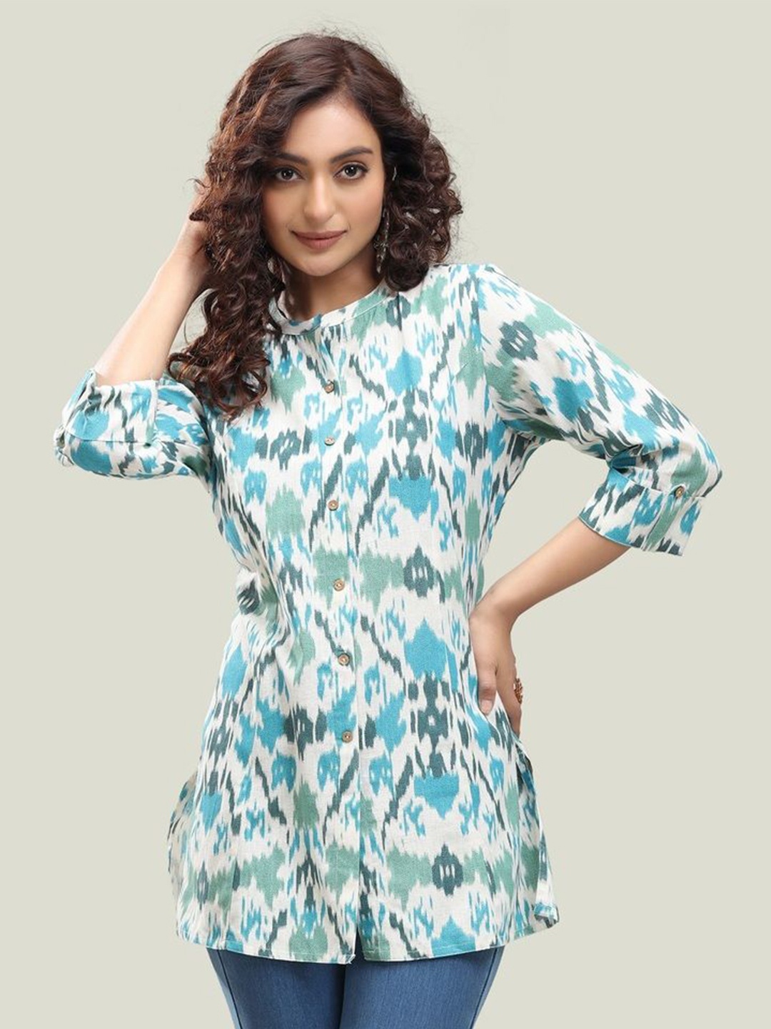 

COTTON CULTURE Printed Pure Cotton Kurti, Blue